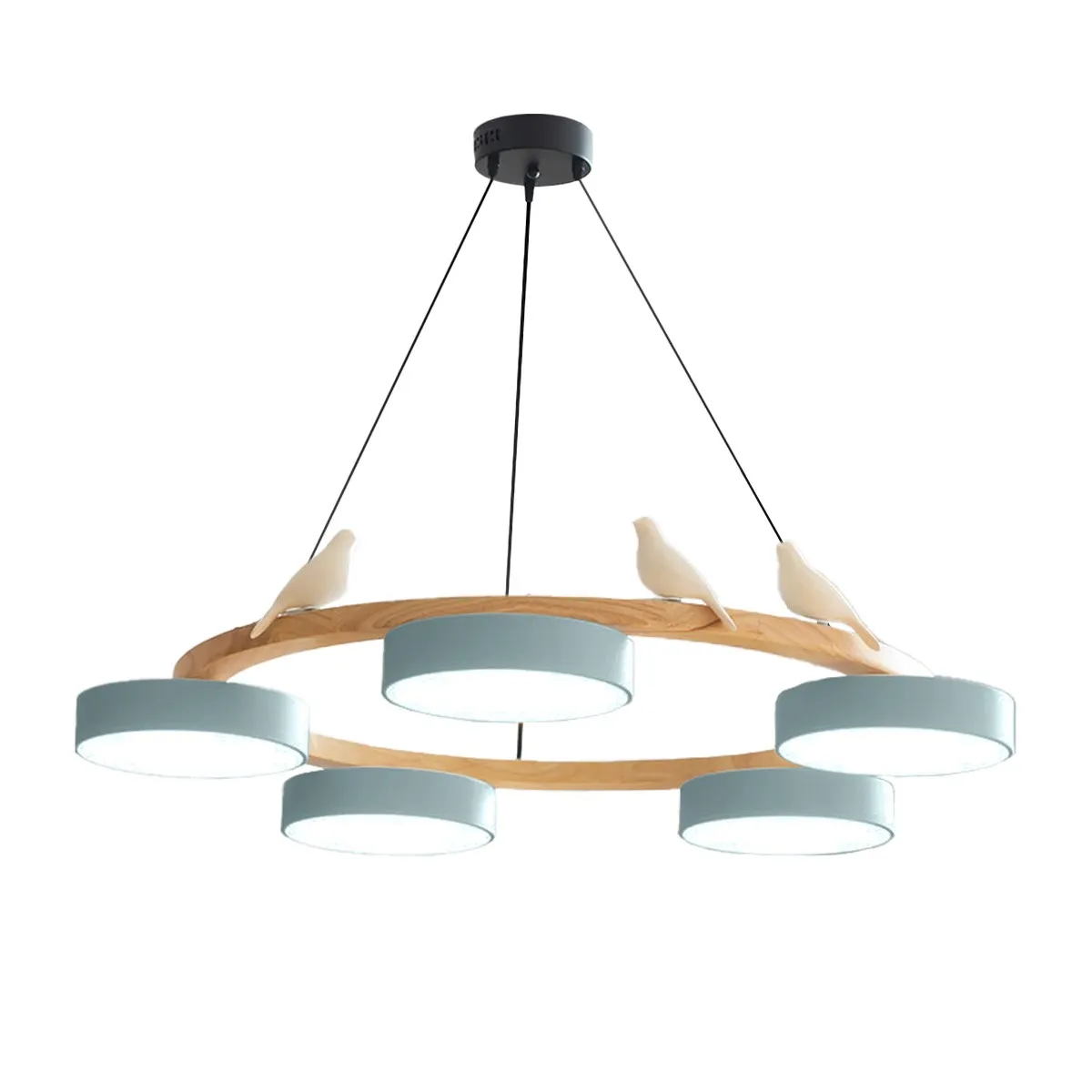 Nordic Wooden Bird Creative Round Chandelier KL775