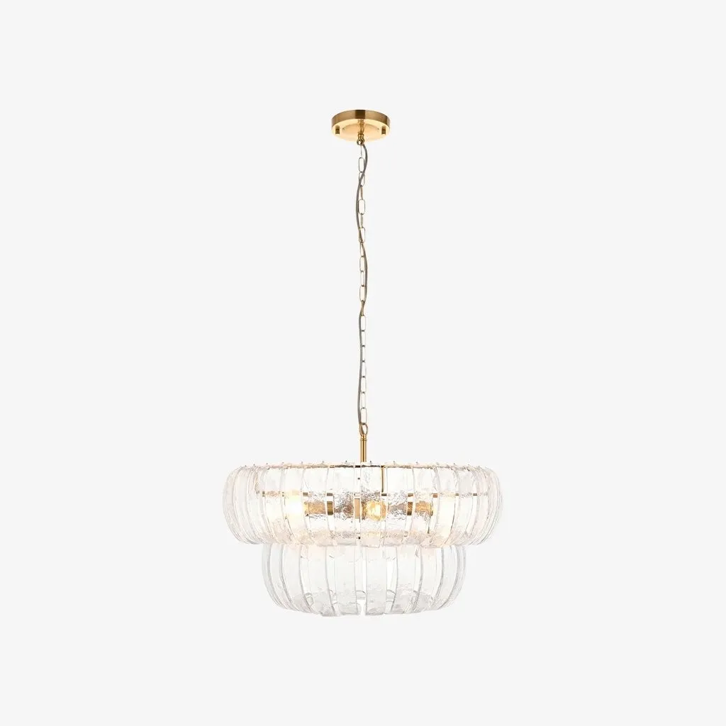 Solara 6-Light Tiered Pendant - Cascading Curved Glass and Metal-Frame for Dining & Entry KL1859