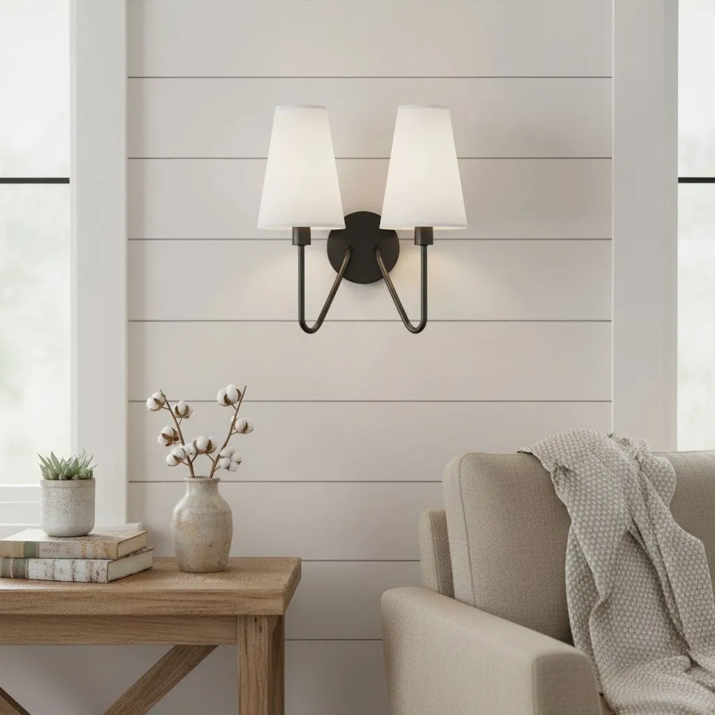 Arcuma Vintage Fabric Shade Wall Lamp for Bedroom and Living Room KL2061