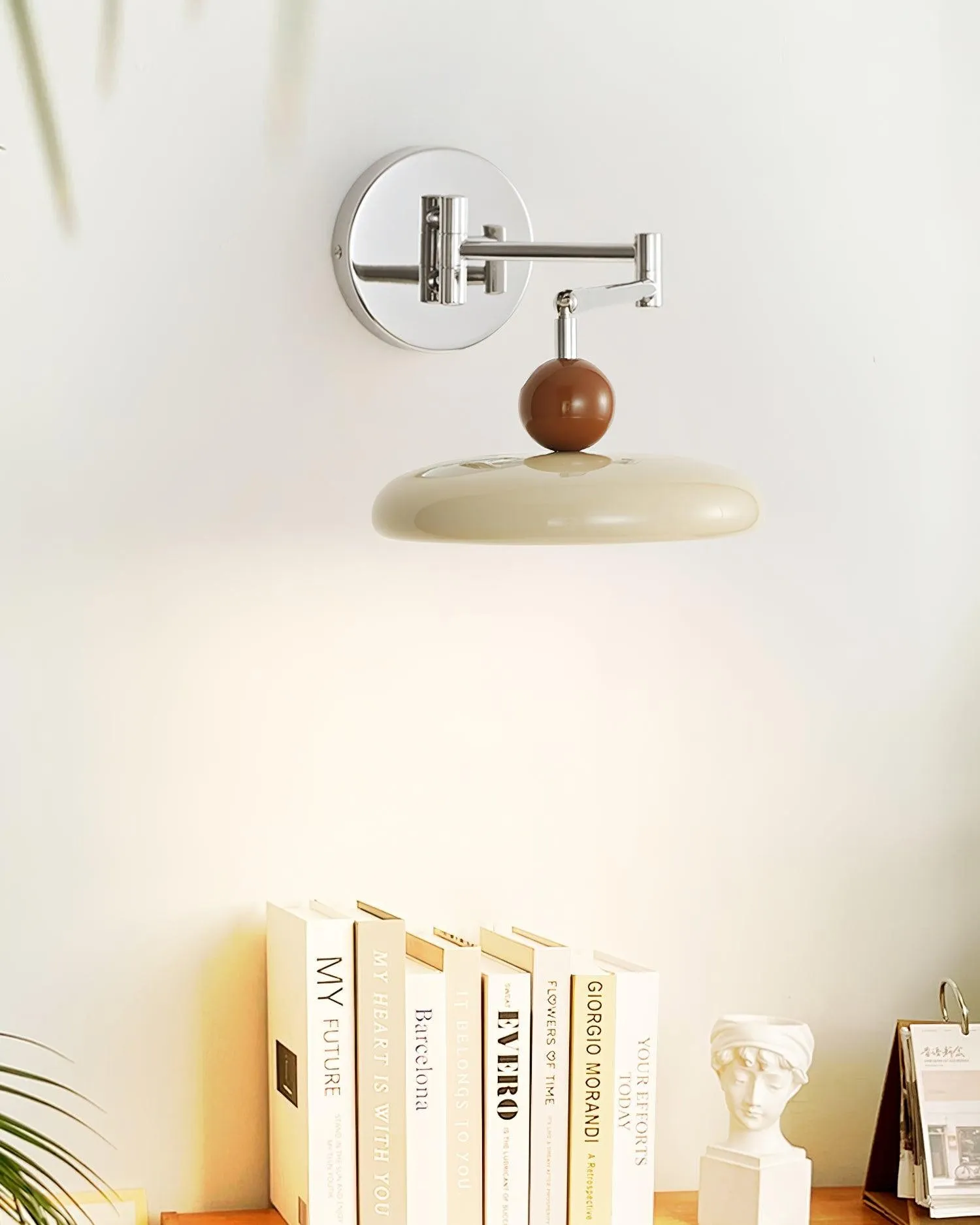 Cream Style Adjustable Swing Arm Disc Reading Wall Lamp KL458