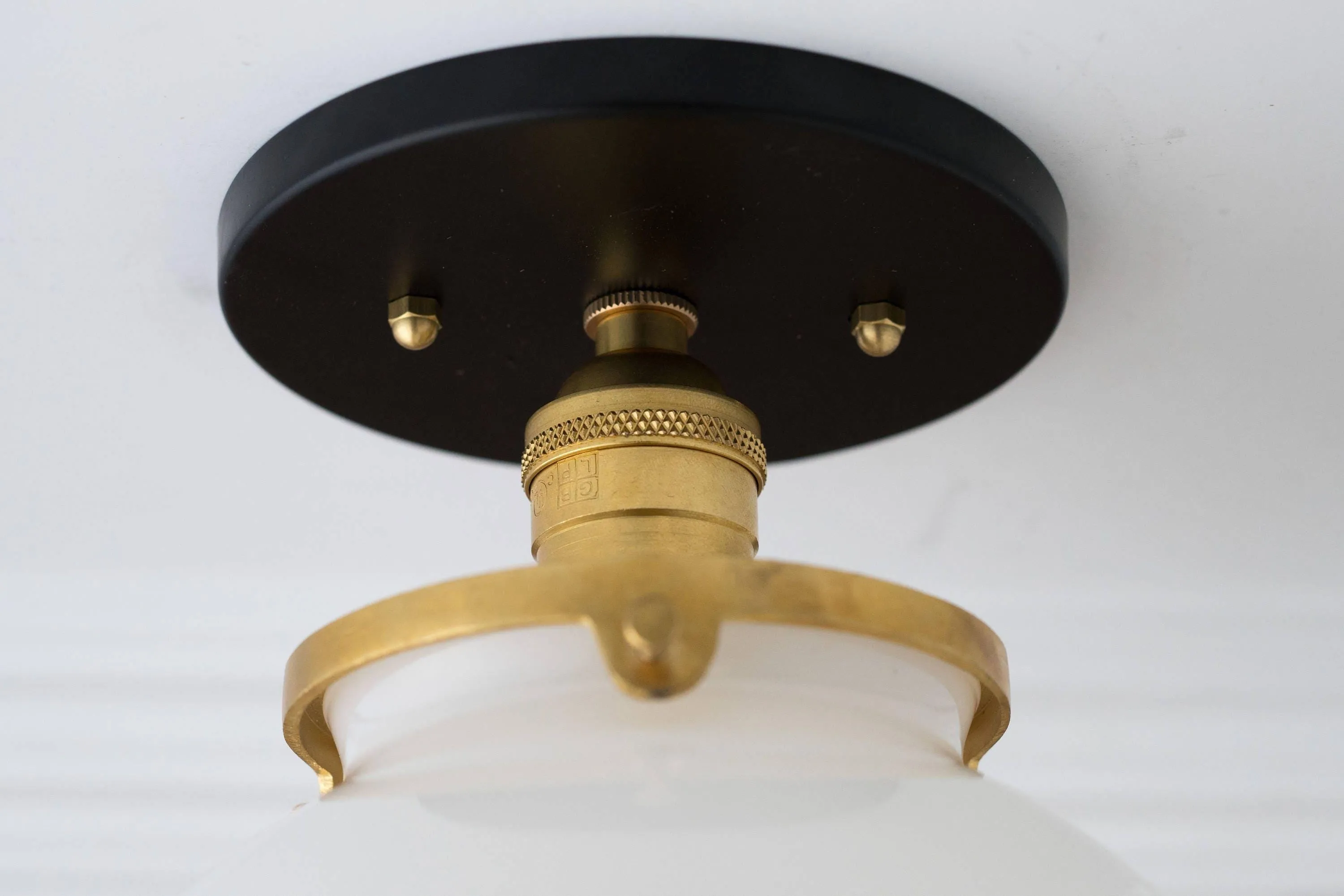 Glorica Glass Mid Century Semi Flush Ceiling Light - White Opal Glass Globe Fixture KL1532