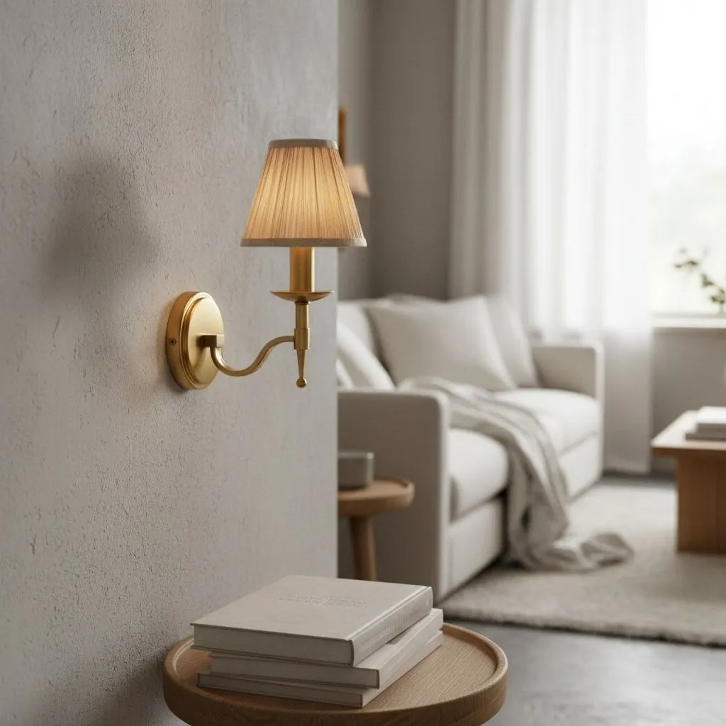 Tela Traditional Brass Wall Sconce - Classic Curved Arm Sconce for Hallway KL1787