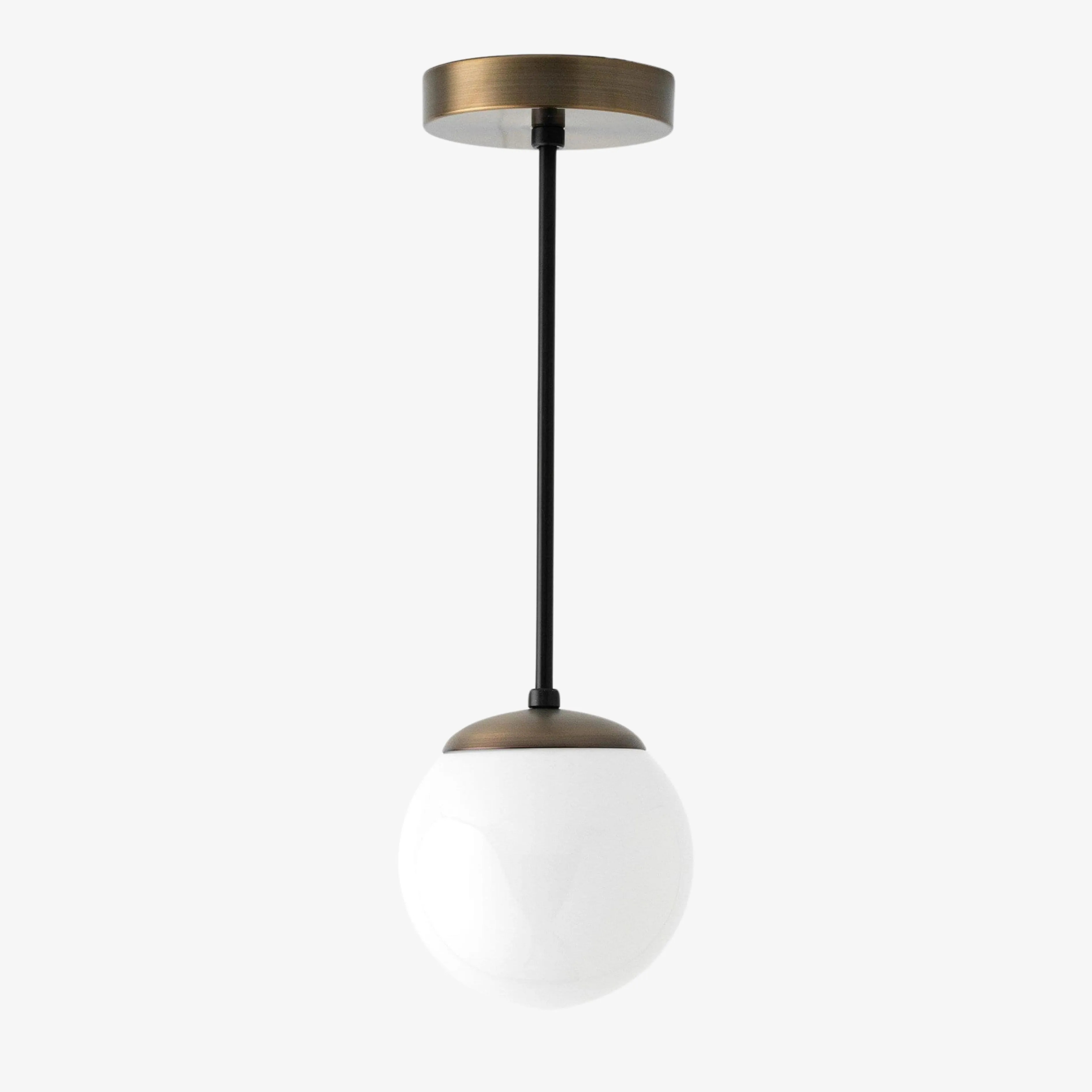 Glorica Glass White Globe Pendant Light - Mid Century Modern Glass Hanging Fixture KL1423