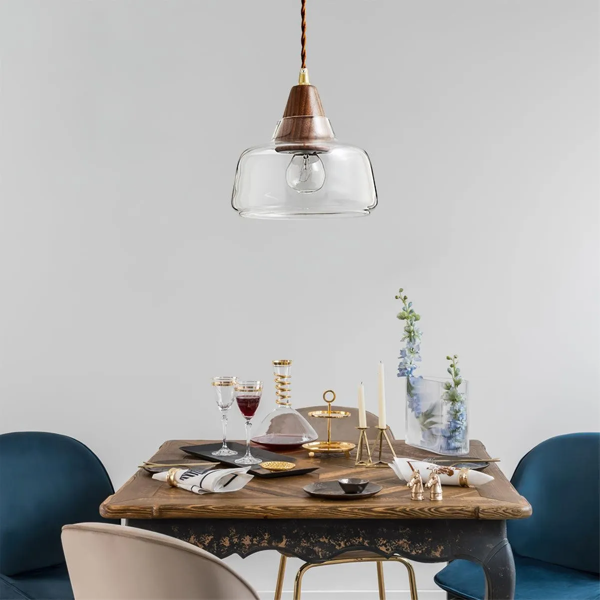Walnut Glass Pendant Lamp KL751