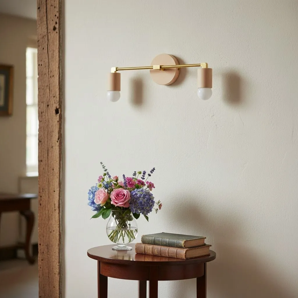 Mobilux Line Wood and Vanity Light - Bohemian Bathroom Lighting Fixture KL1469
