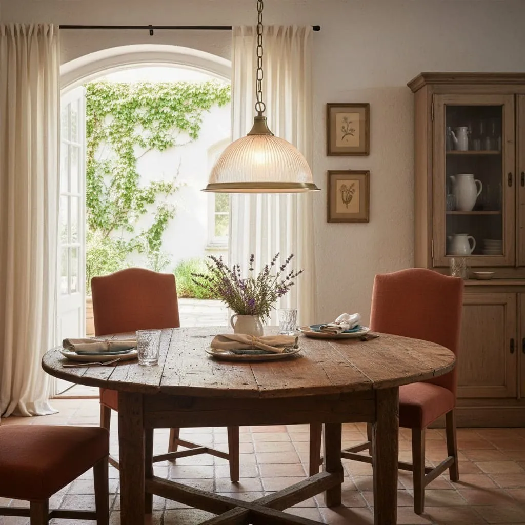 TF Vintora Ribbed Glass Pendant Light - Elegant Metal Trim for Kitchens, Dining Areas and Hallways KL1978