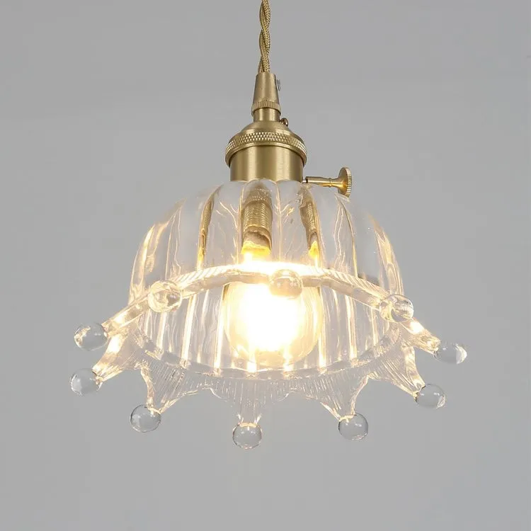 Traditional Japanese Brass Walnut Glass Ceramic Cylinder Conic Flower Bowl 1-Light Pendant Light For Dining Room KL1245