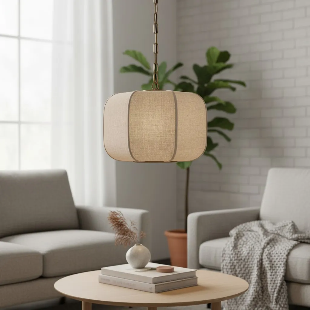 Loomis Adjustable Organic Linen Pendant Light - Sophisticated Style for Entryway and Hall KL2042