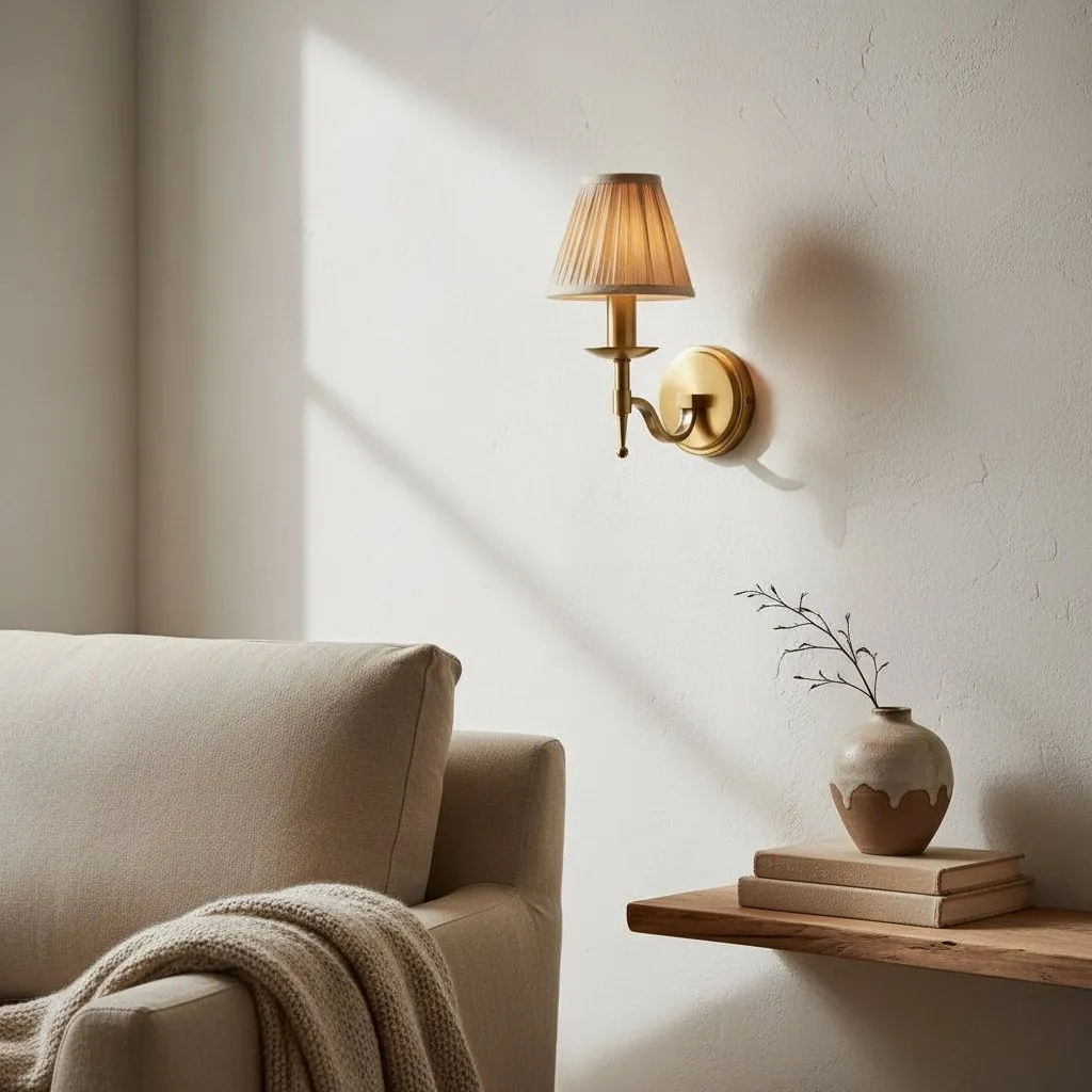 Tela Traditional Brass Wall Sconce - Classic Curved Arm Sconce for Hallway KL1787