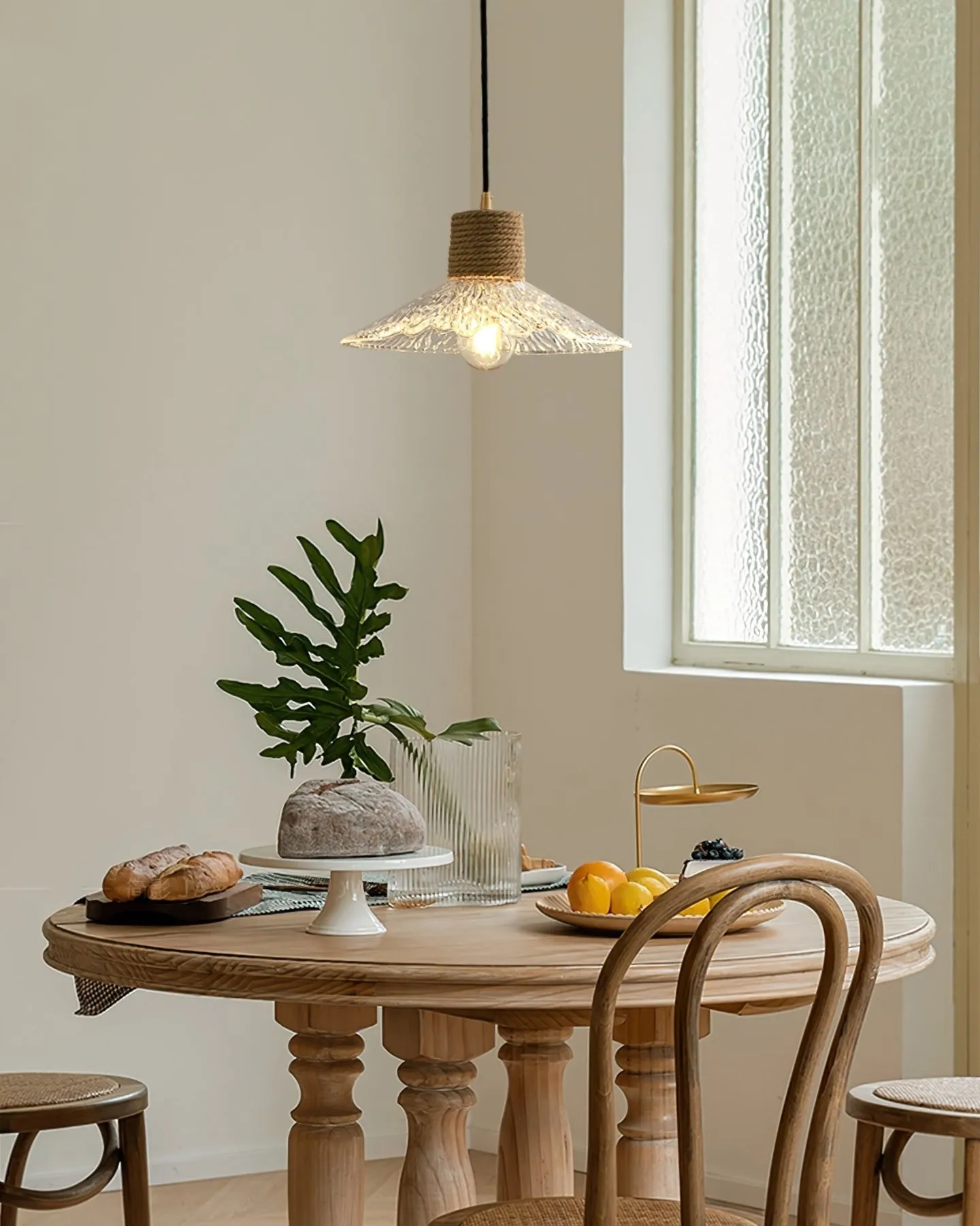 Hemp Rope Glass Pendant Lamp KL1030