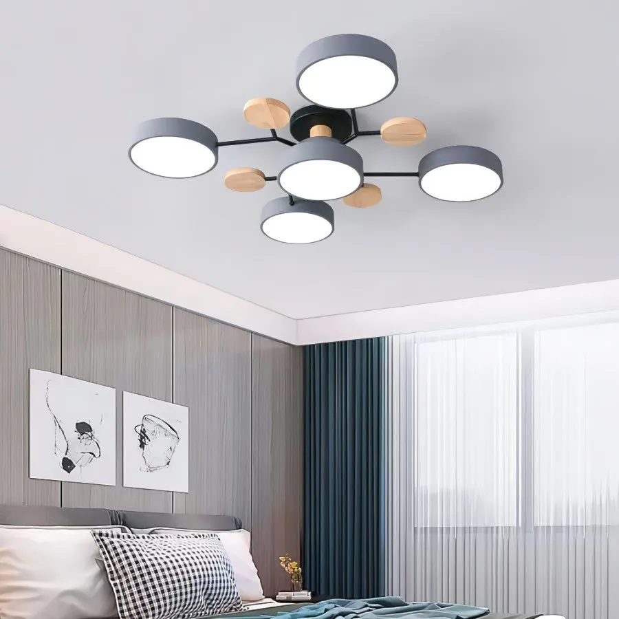 Nordic LED Branched Circle Wooden Ceiling Light KL39