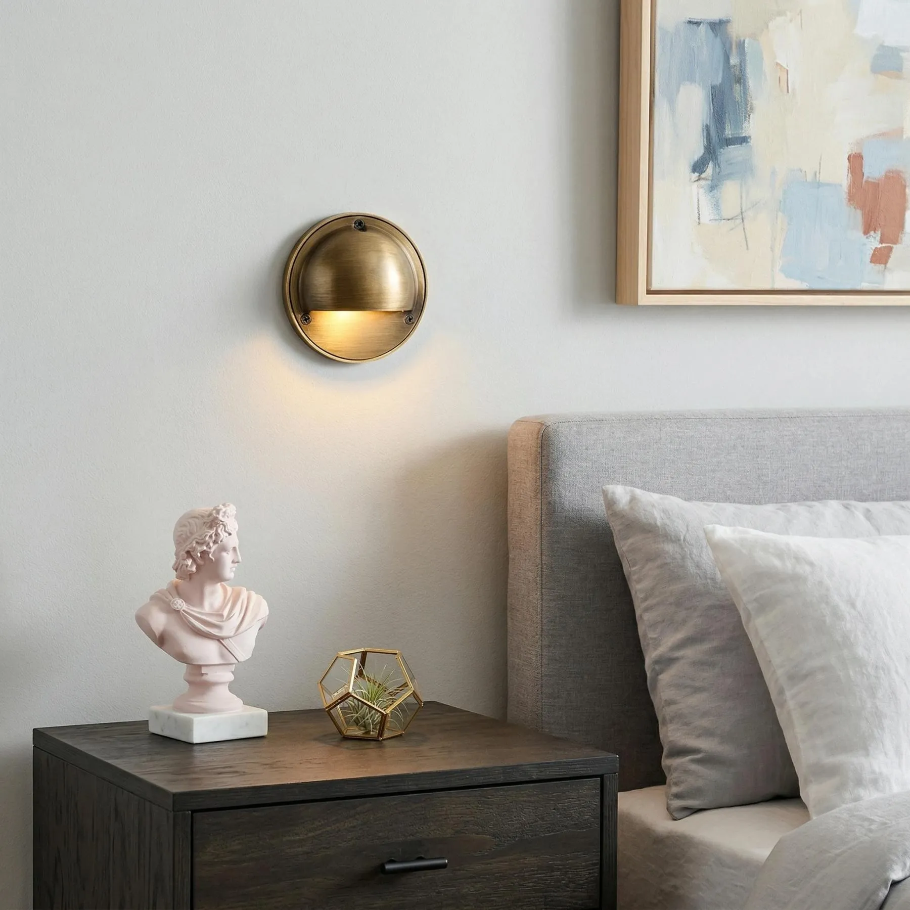 Ardelume Industrial Brass Wall Lamp - Weathered Metal Minimalist Indoor Sconce KL2368