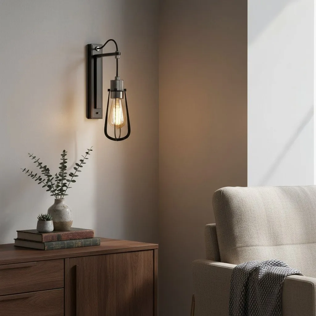 Readium Industrial Metal Wall Sconce - Modern Toggle Switch for Living Room and Study KL1839