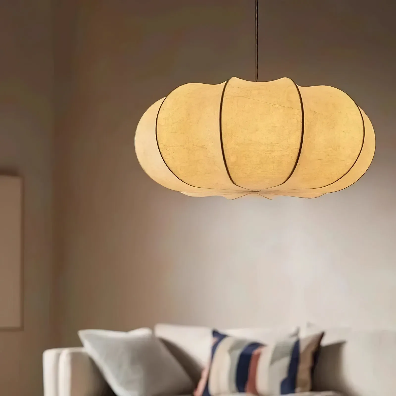 Modern Creative Flat Round Silk Pendant Lamp KL536
