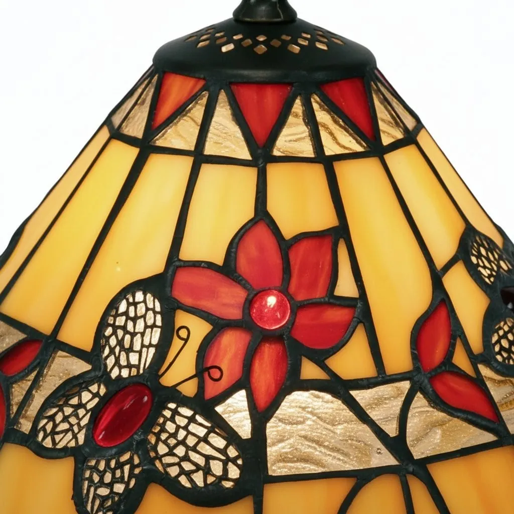 TF Butterfly Table Lamp - Hand-Cut Stained Glass Shade Table Light for Living Room and Bedroom KL1807