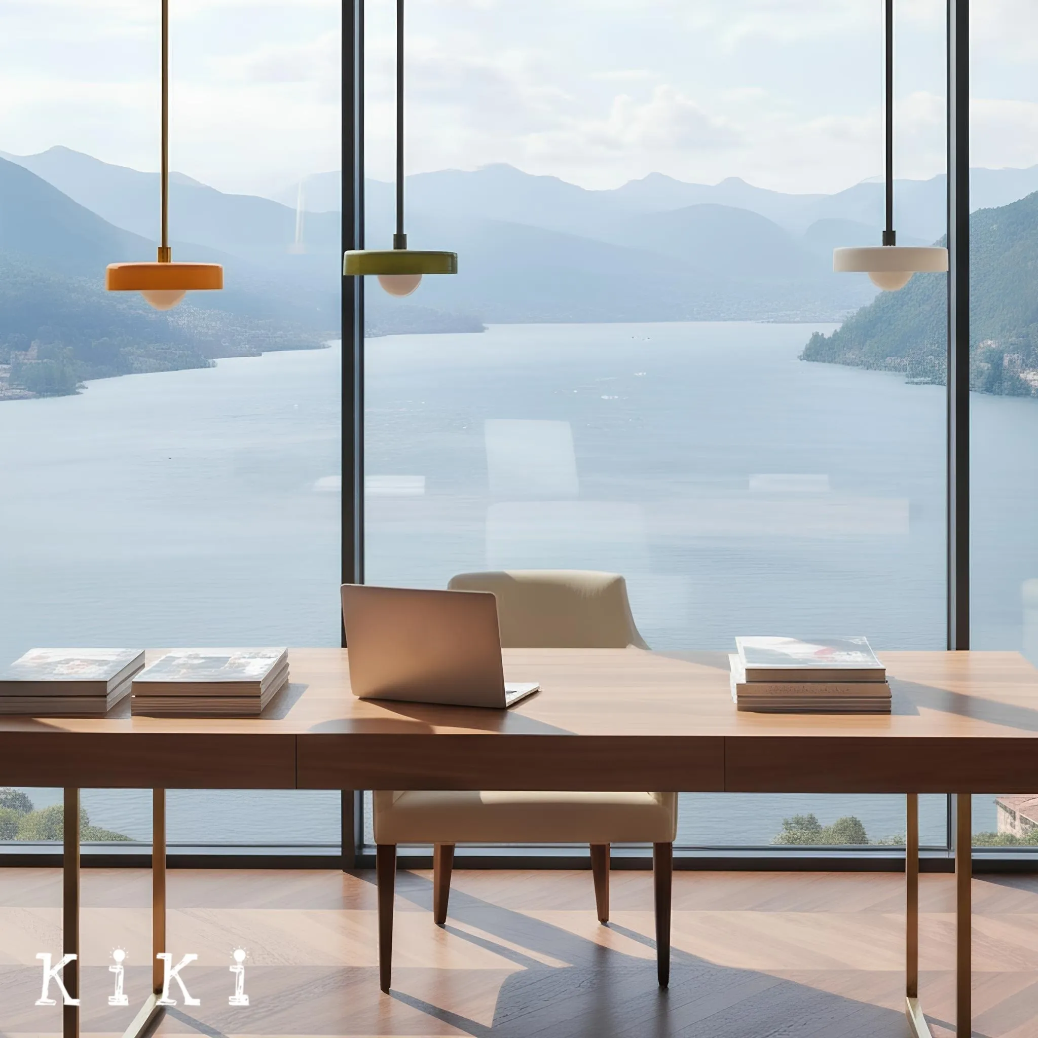 Metal Rod Glass Disc Orb Pendant Light KL923