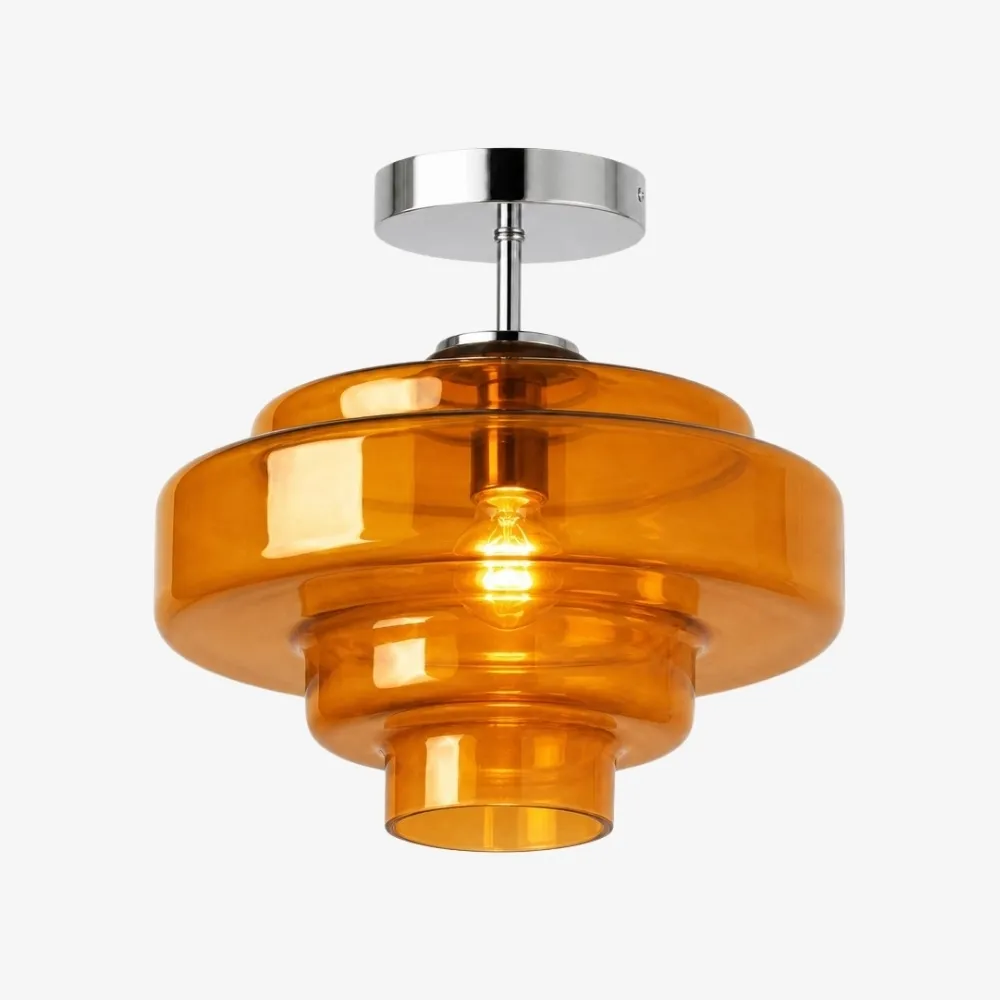 Koloro Glass Ceiling Light - Layered Rounded Design Lampshade for Hallway or Cloakroom A59