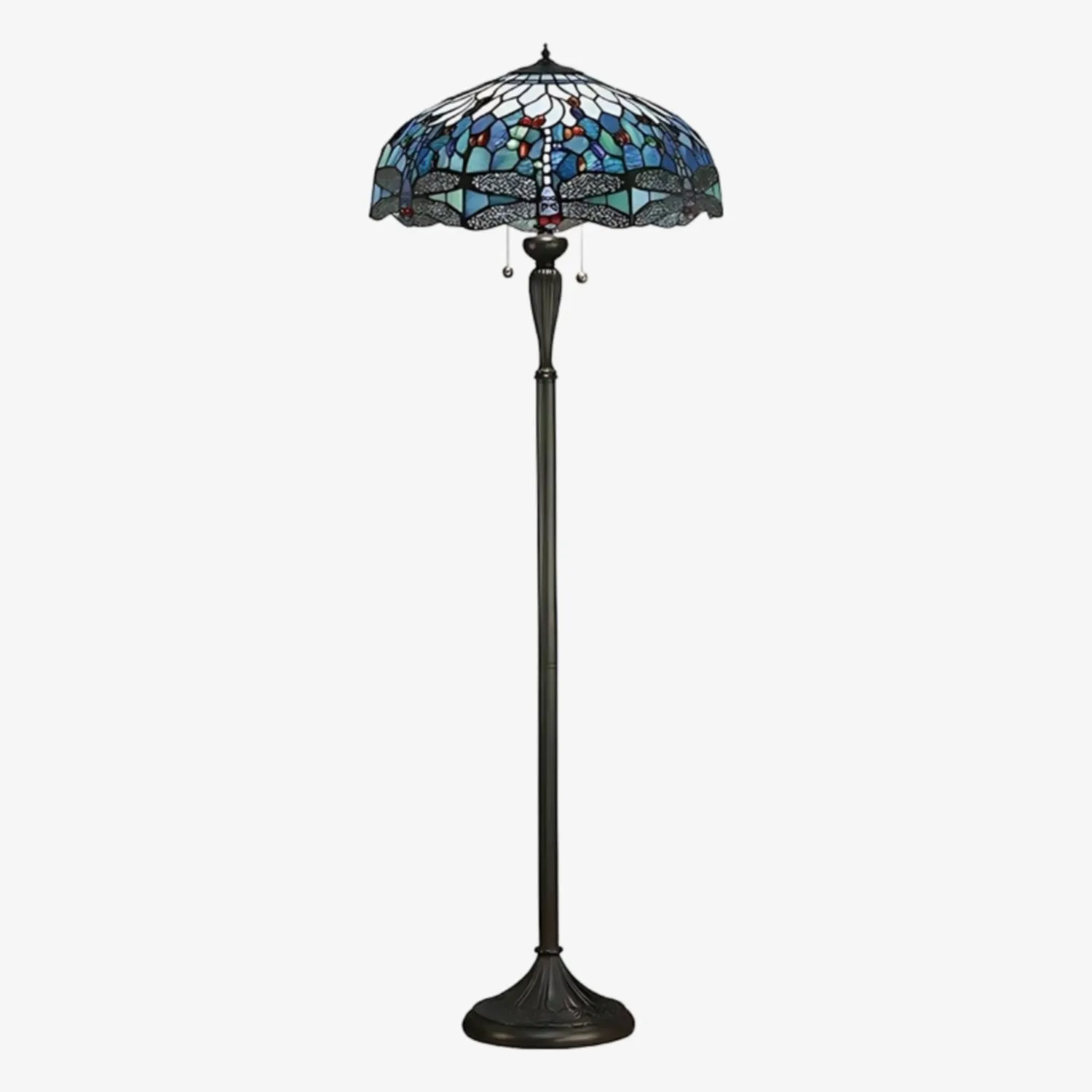 TiffStar Art Glass Floor Lamp with Ornamental Pattern Shade - Standing Light for Living Rooms KL1895