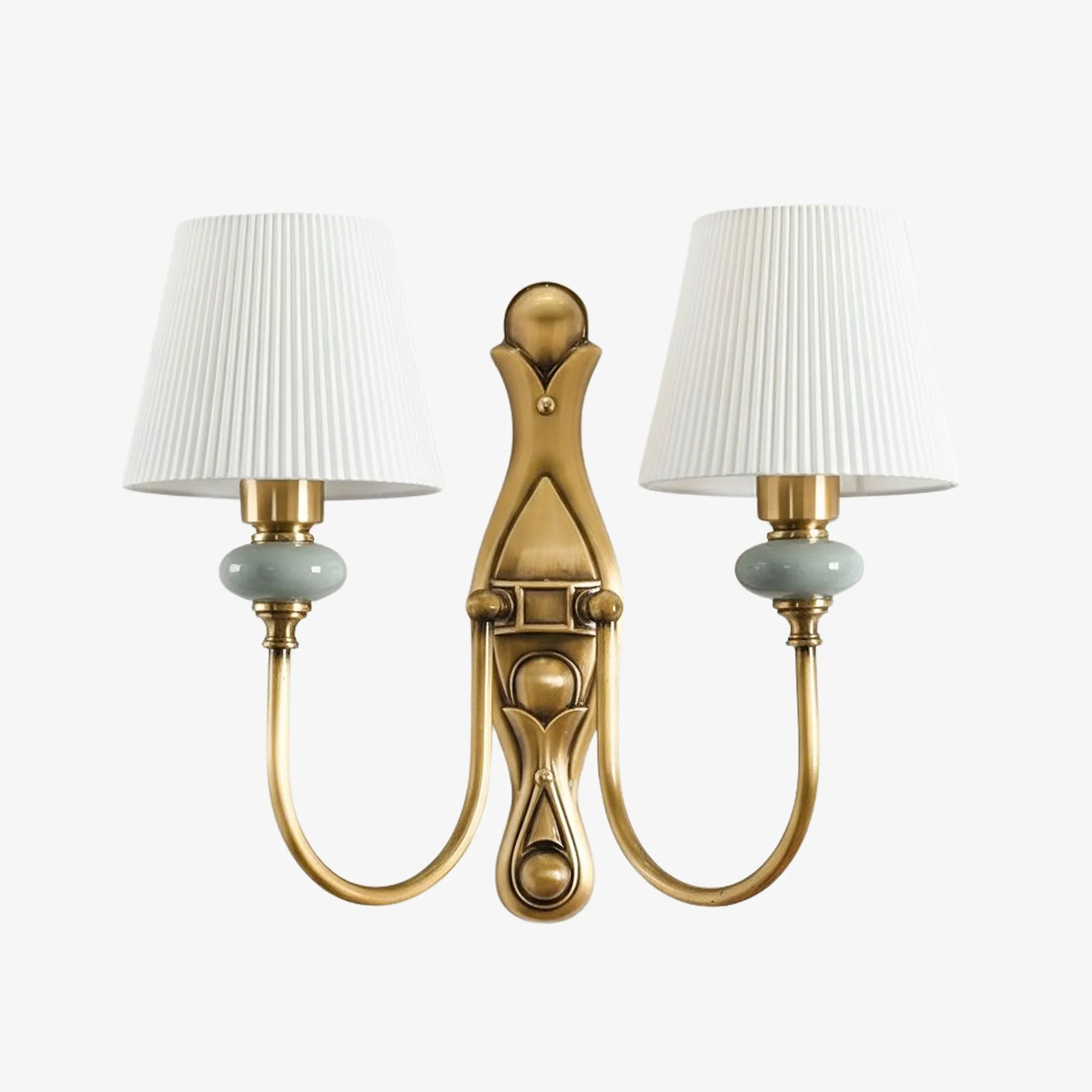 Rowanea Ceramic Wall Sconce with Fabric Shade and Metal Finish - Farmhouse Modern Hallway Light KL2197