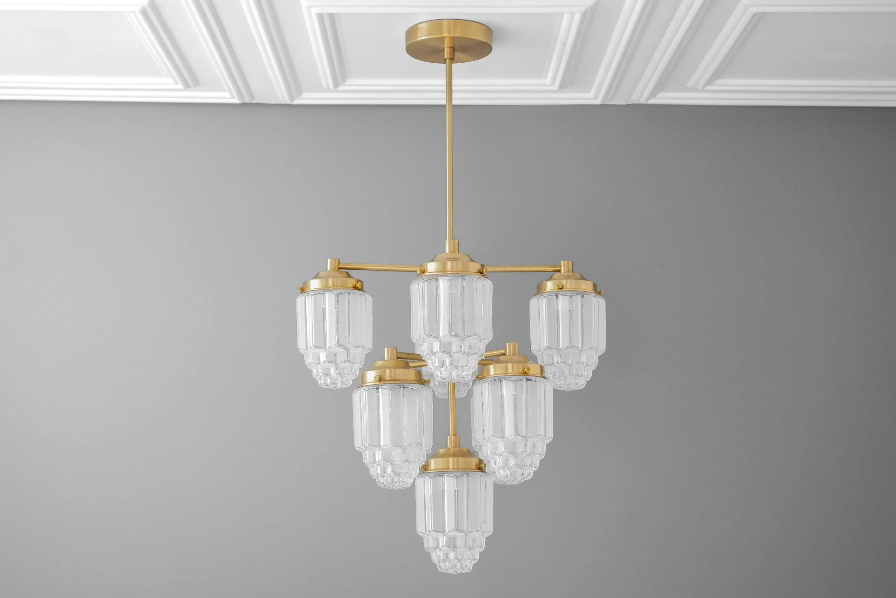 Tierlux Glass Textured Brass Chandelier – Timeless Lighting with Style KL1479