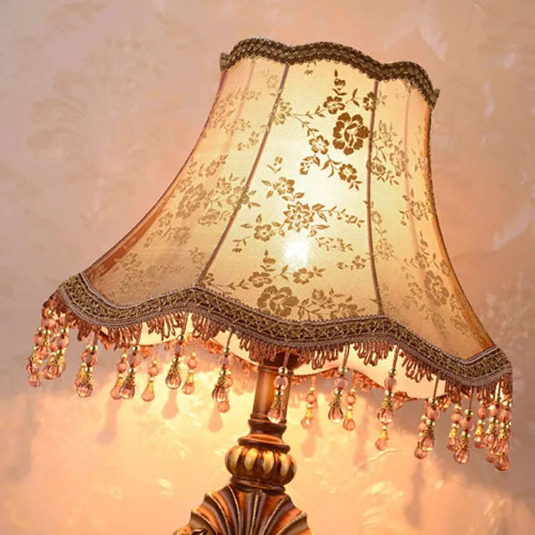 Pastoral Flower Lampshade Carved Table Lamp KL705