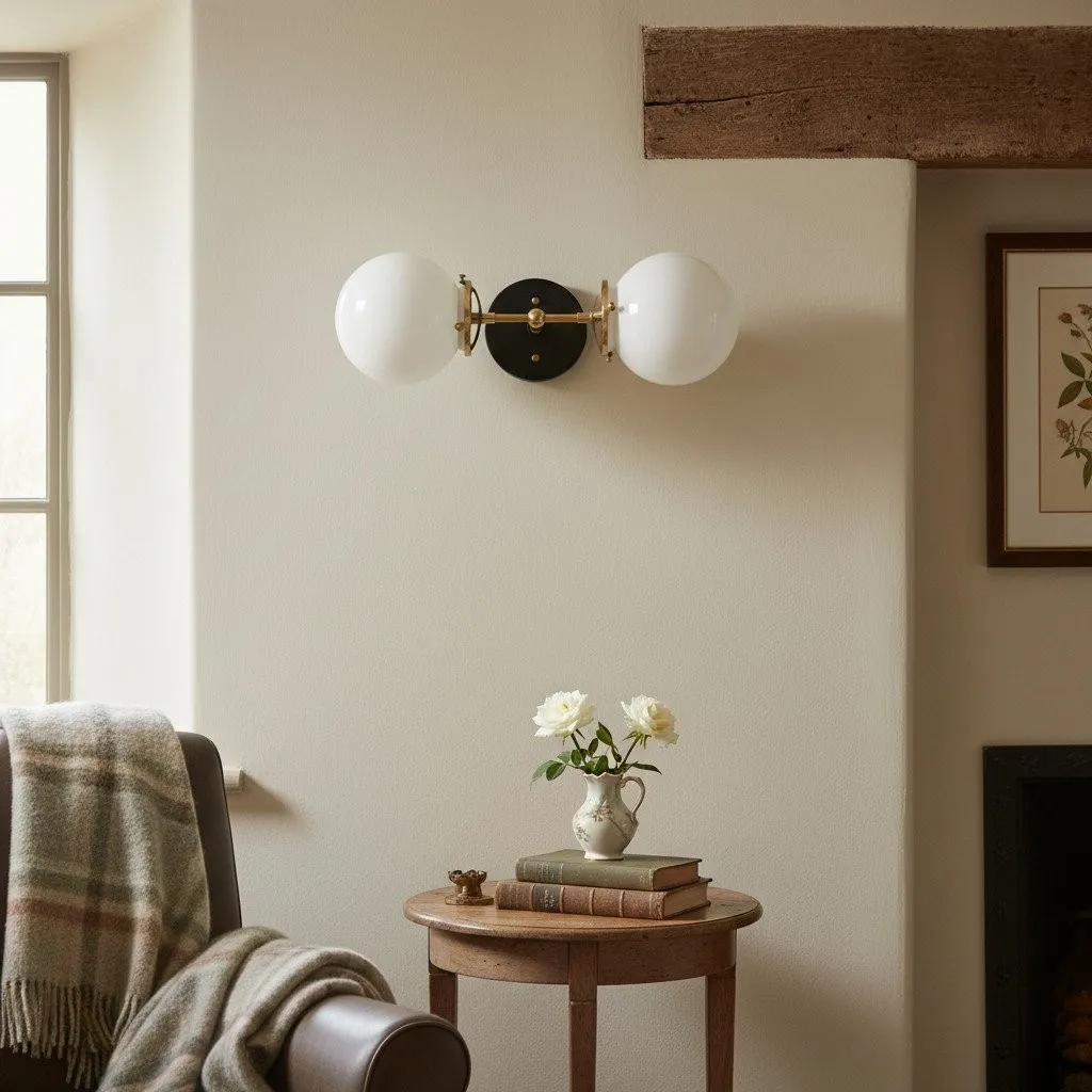 Lumio Globe Art Deco Vanity Light -  Opal Globe Bathroom Sconce KL1416