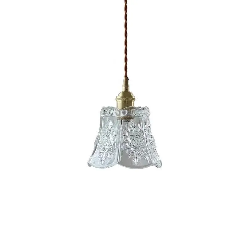 Traditional Japanese Brass Walnut Glass Ceramic Cylinder Conic Flower Bowl 1-Light Pendant Light For Dining Room KL1245