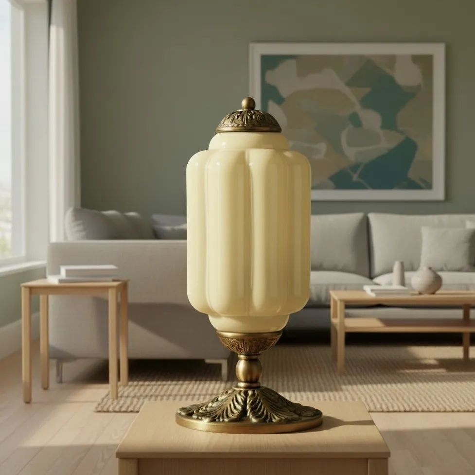 Eloise Vintage Glass Pumpkin Table Lamp - Decorative Accent Lighting for Living Spaces KL876