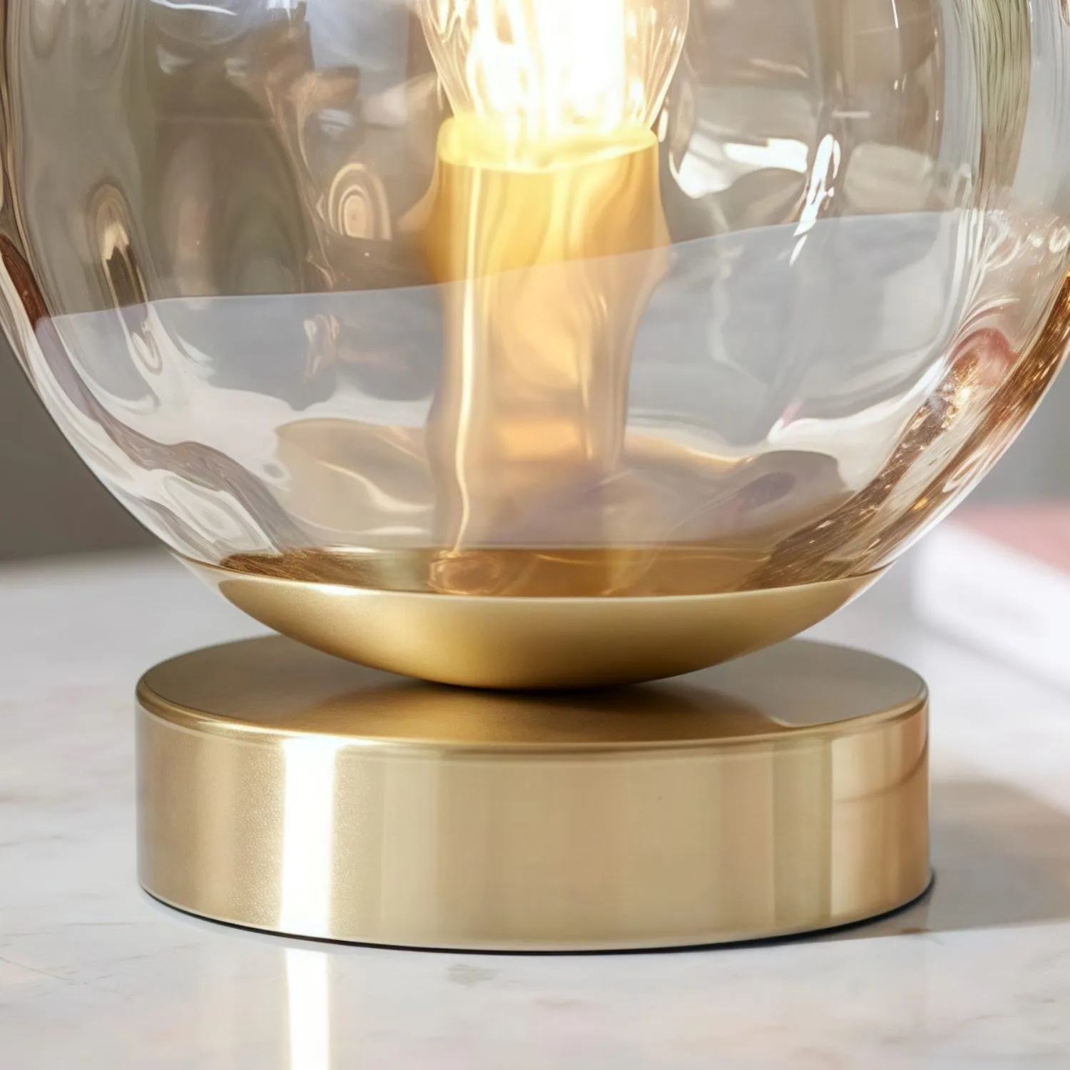 Tracian Modern Dimple Globe Table Lamp - Brass Ambient Decorative Lamp for Bedroom or Lounge KL2007