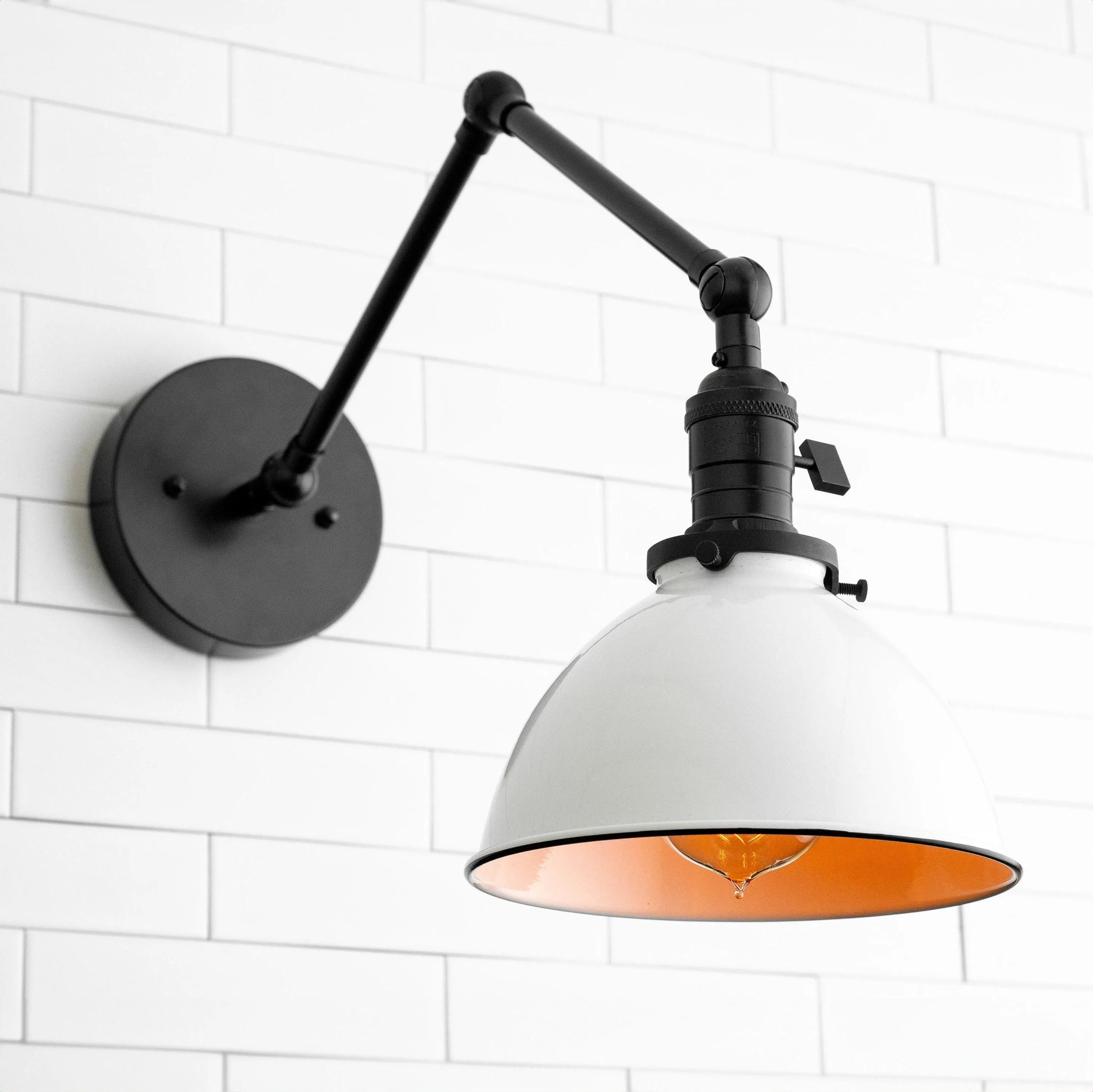 Conique Metal Vintage Industrial Swing Arm Wall Lamp - Adjustable Dome Shade for Study KL1440