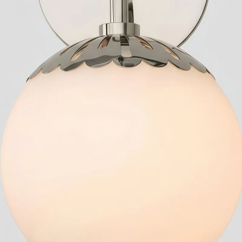 Vinbrea Glass Globe Wall Lamp - Minimal Curved Arm Light for Living Room KL2370