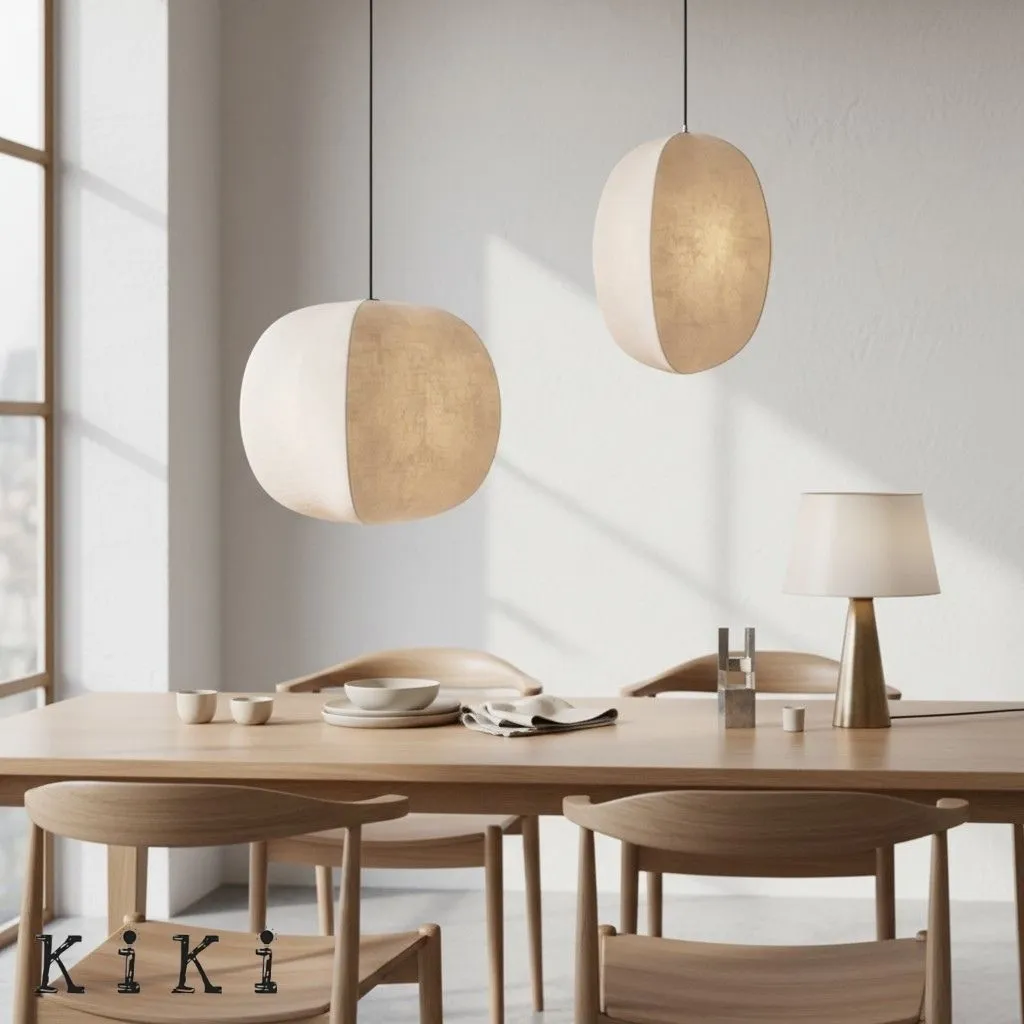 Diora Soft Fabric Shade Pendant Light - Modern Japandi for Living Room KL1744