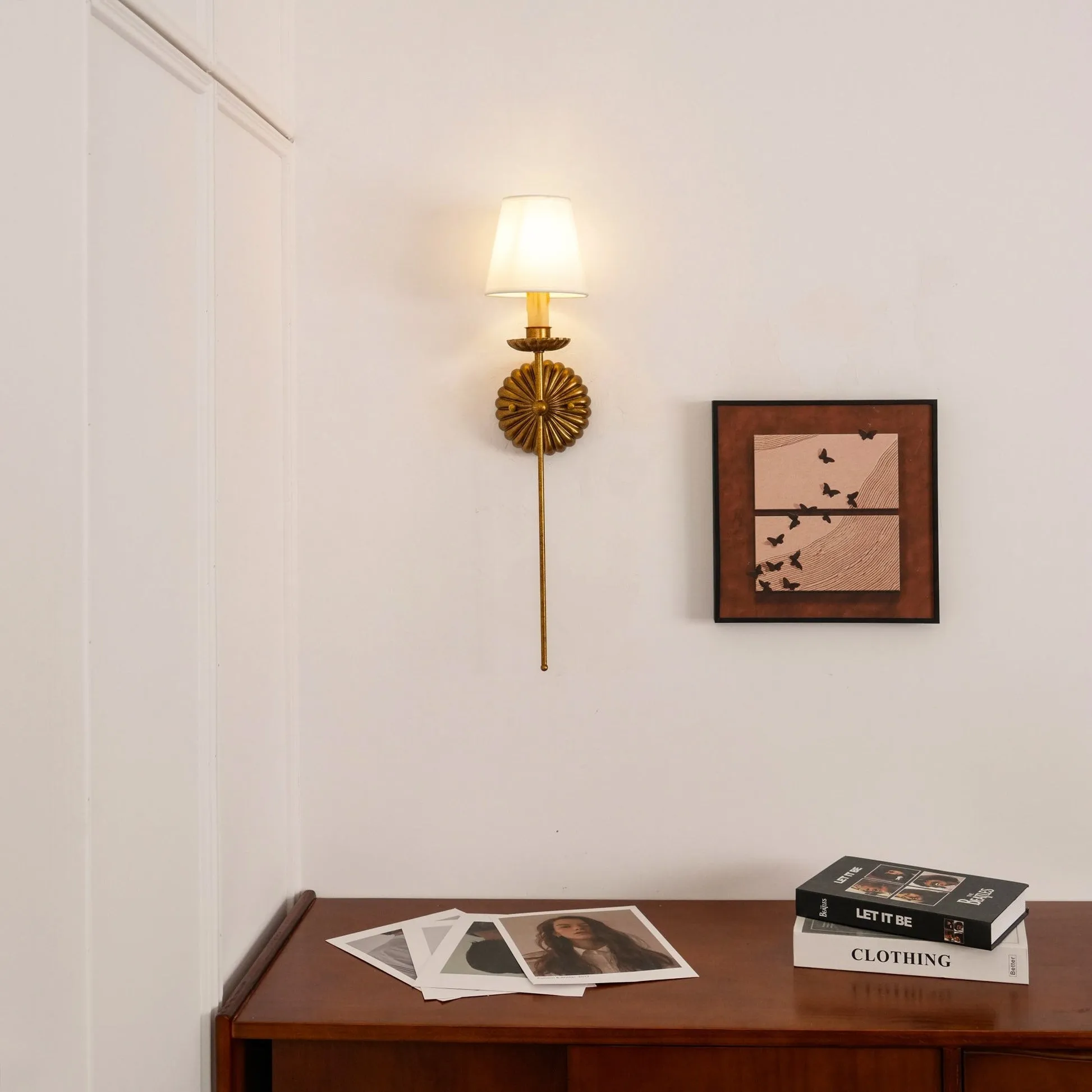 Catina Fabric Shade Wall Sconce – Classic Metal Wall Lighting for Entryway or Lounge KL1148