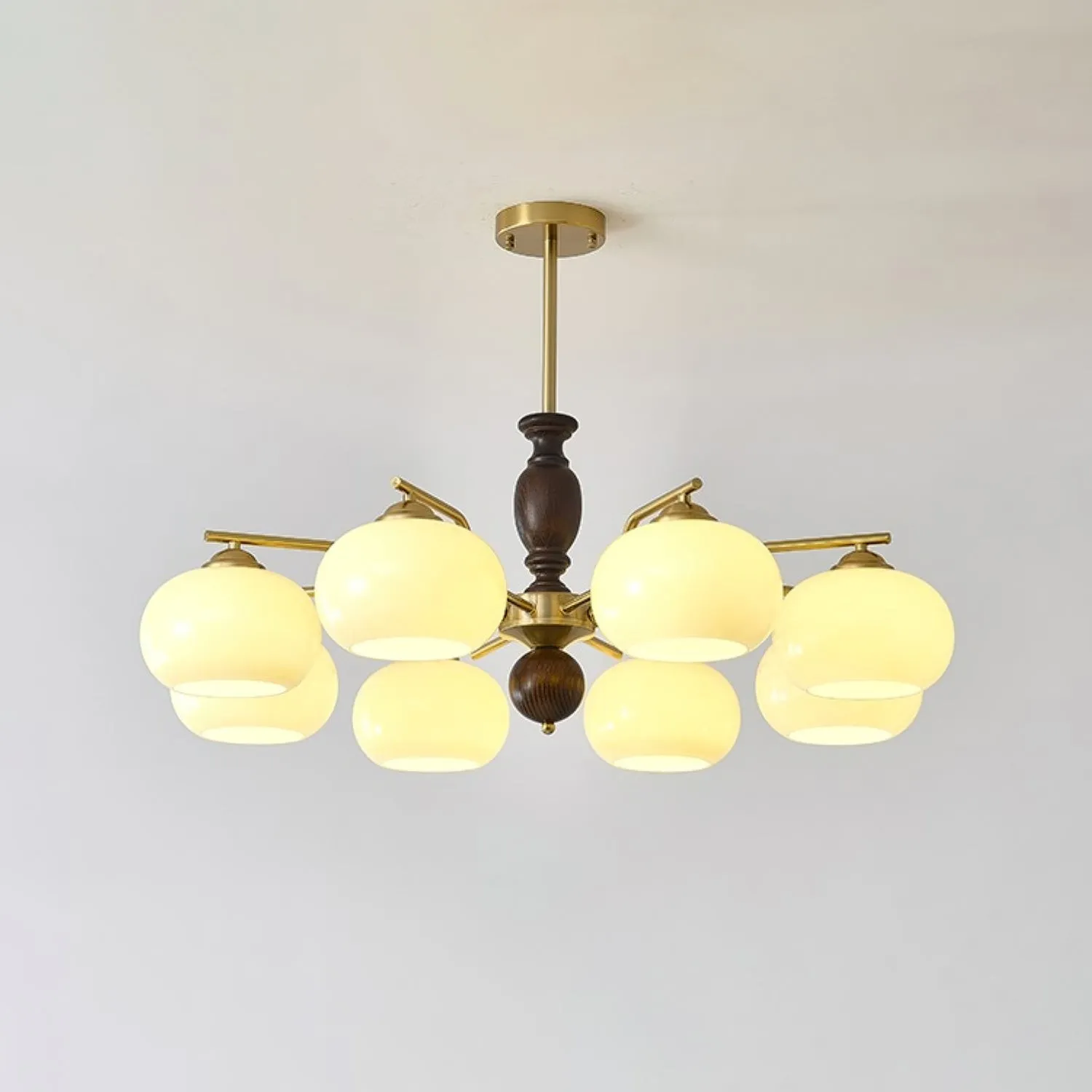 Medieval Style Walnut Beige Orb Chandelier KL750