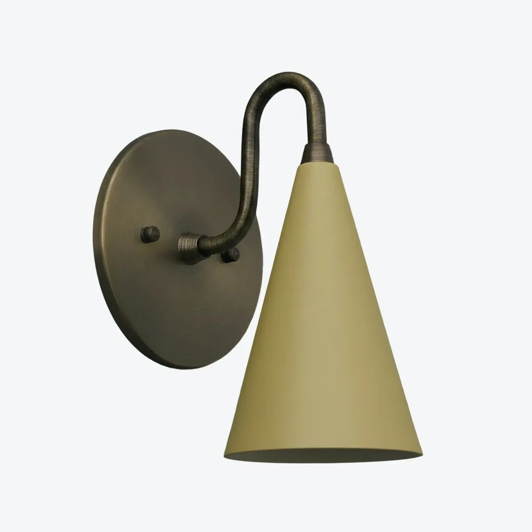Curva Metal Cone Shade Sconce - Vintage Brass Wall Light for Entryway or Stairwell KL1720