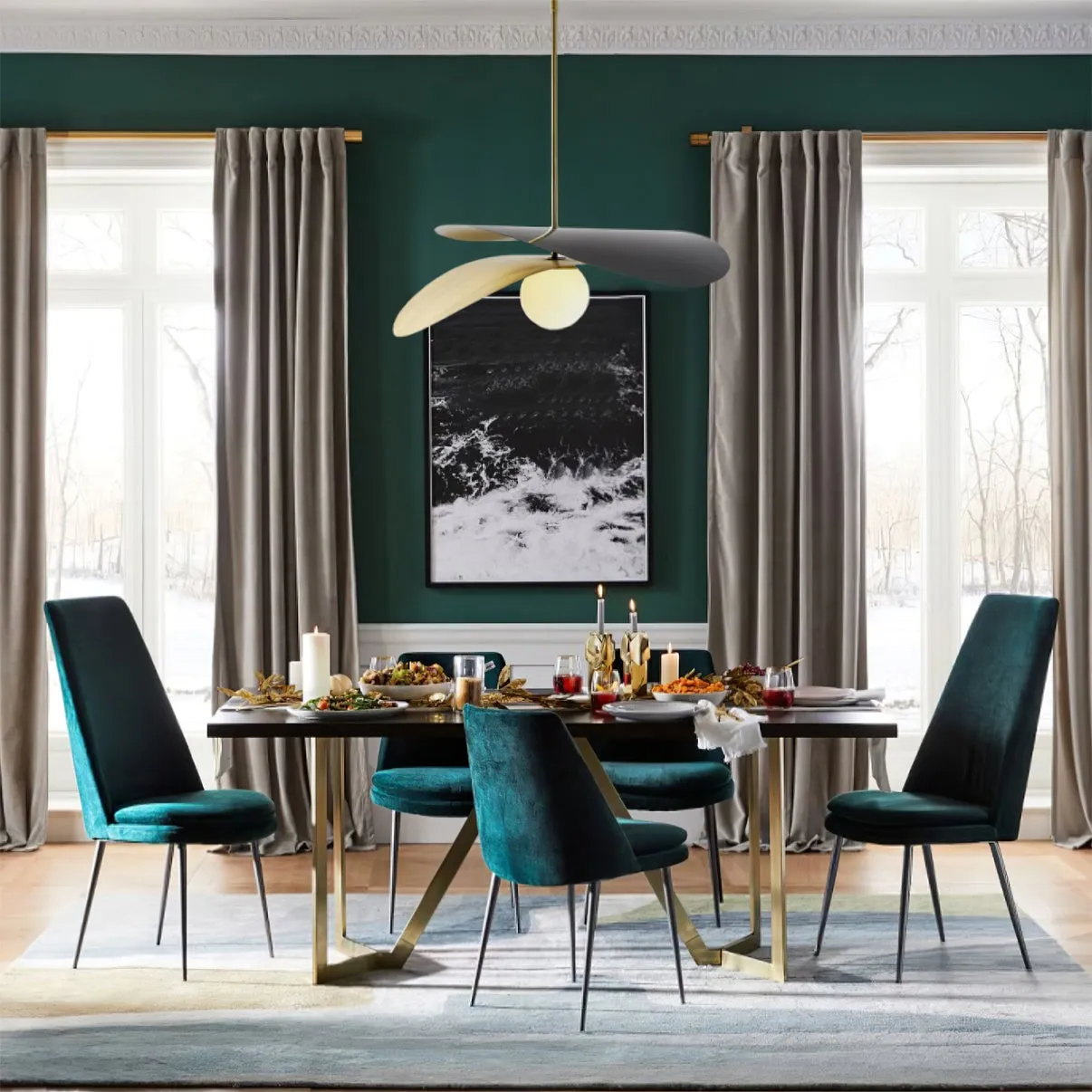 Nordic Simple Double-layer Spherical Glass Ball Chandelier KL541