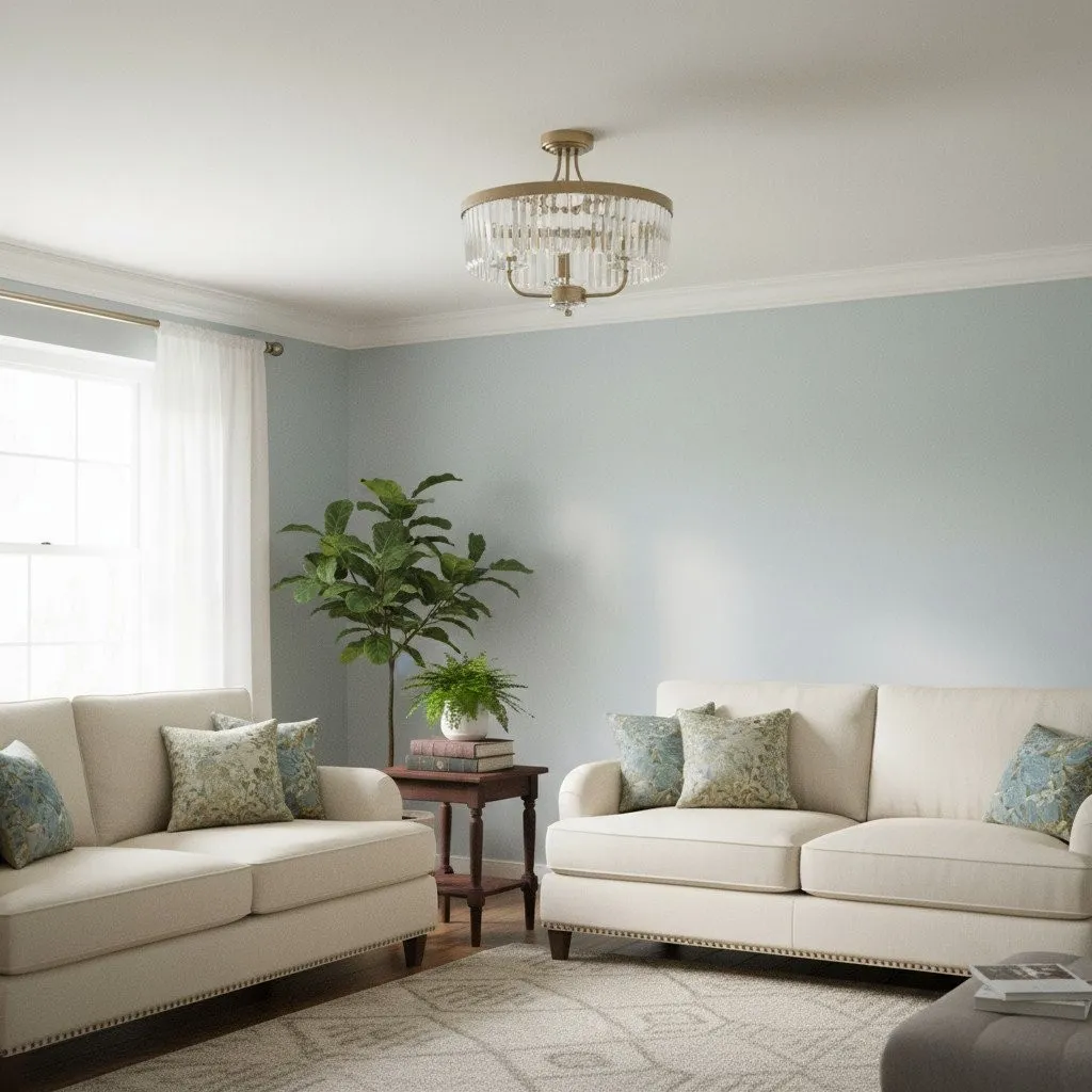 Beveline 3 Light Round Semi Flush - Faceted Cut Glass Shade Metal Finish for Hallways and Bedrooms KL1833