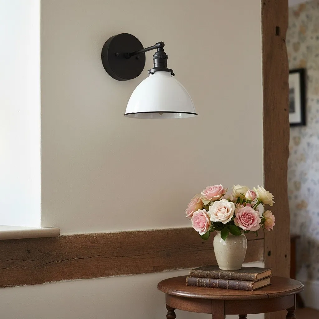 Conique Metal Wall Sconce - White Metal Shade - Industrial Modern Lighting KL1419