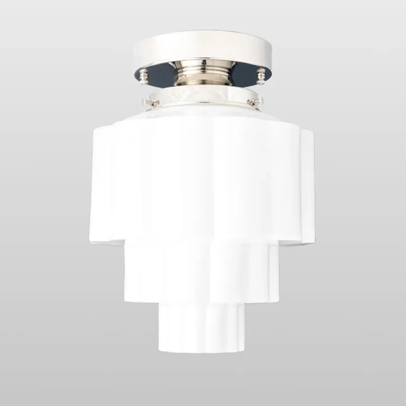 Geotower Glass Brass Ceiling Light – Art Deco Ribbed Globe Flush Mount KL1507