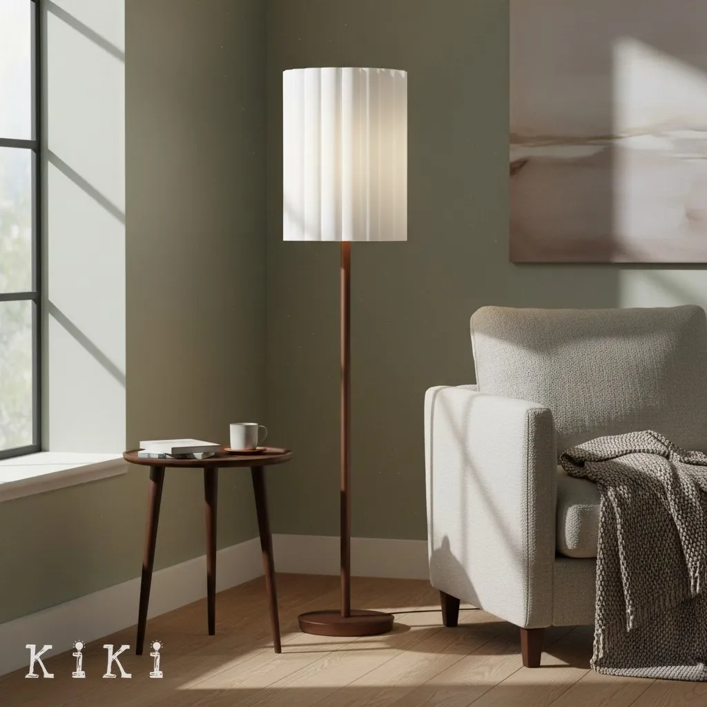 Linbron Fluted Fabric Shade Floor Light - Minimalist Fabric Floor Light for Interior Decor KL1667