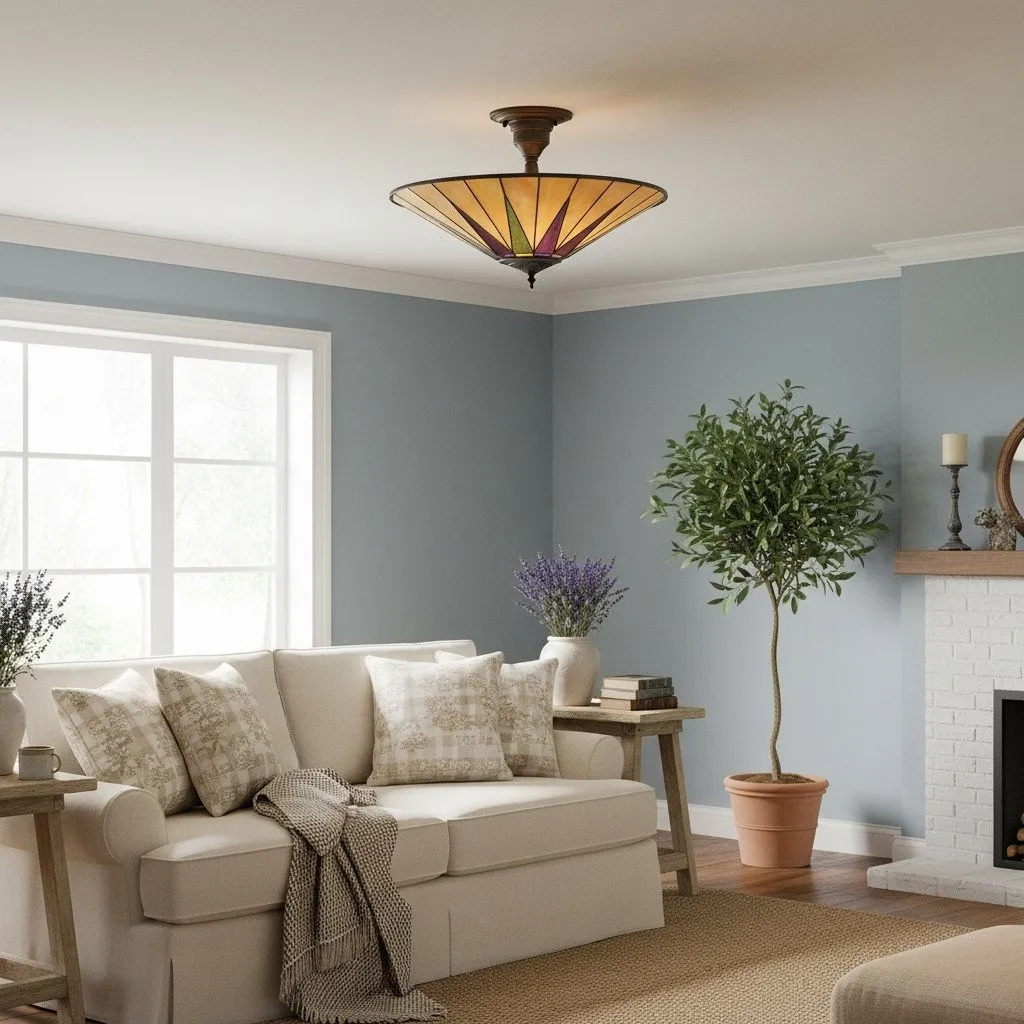 TF Dark Star Design Stained Glass Ceiling Light - Versatile Lighting for Living Room KL1989