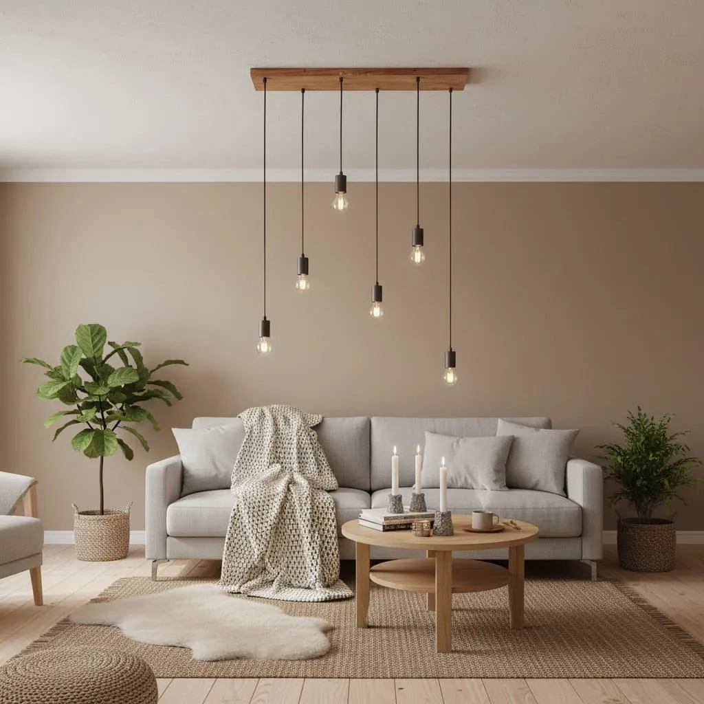 Vornix 6-Light Linear Pendant - Timber Beam Modern Industrial Fixture for Kitchen Island Dining Room KL1804