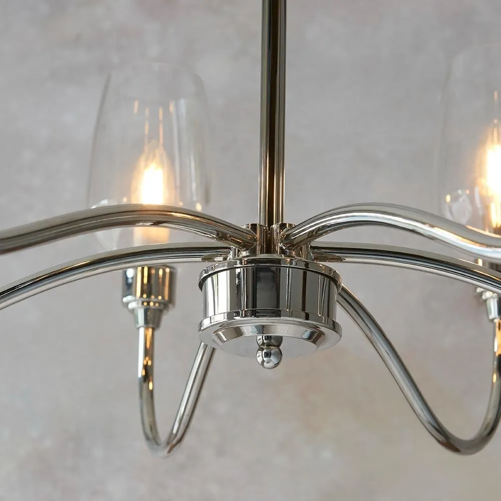 Clarione Art Deco 6-Light Linear Chandelier with Blown Glass Shades for Kitchen KL1882