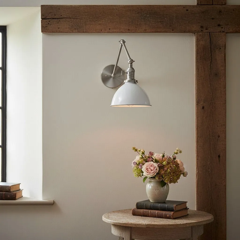 Conique Metal Vintage Industrial Swing Arm Wall Lamp - Adjustable Dome Shade for Study KL1440