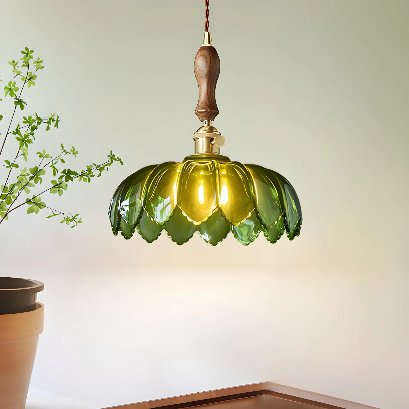 Retro Petal Green Pendant Lamp KL452