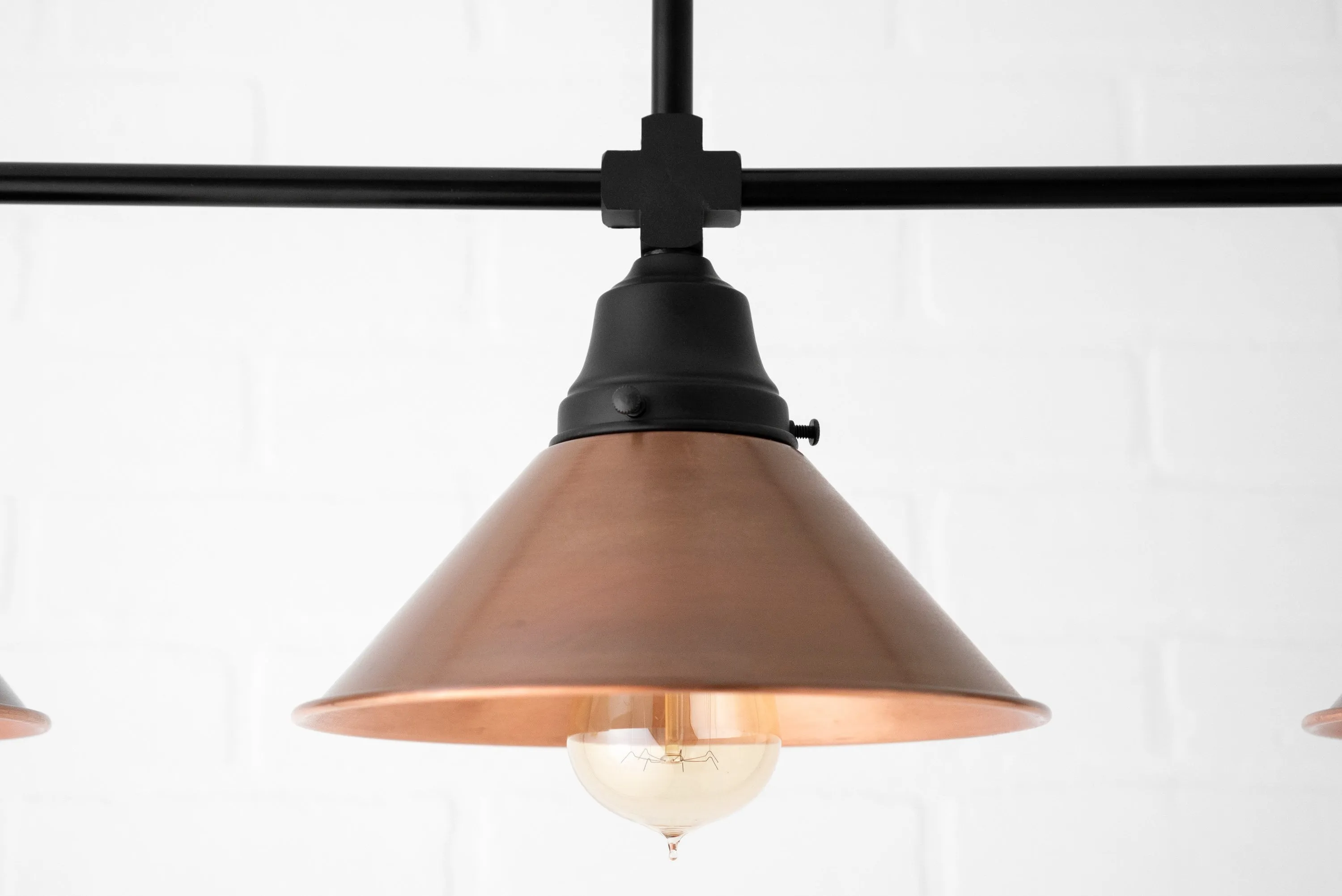 Conique Metal Hand-Aged Copper Chandelier - 3 Light Industrial Pendant - Island Lighting KL1456