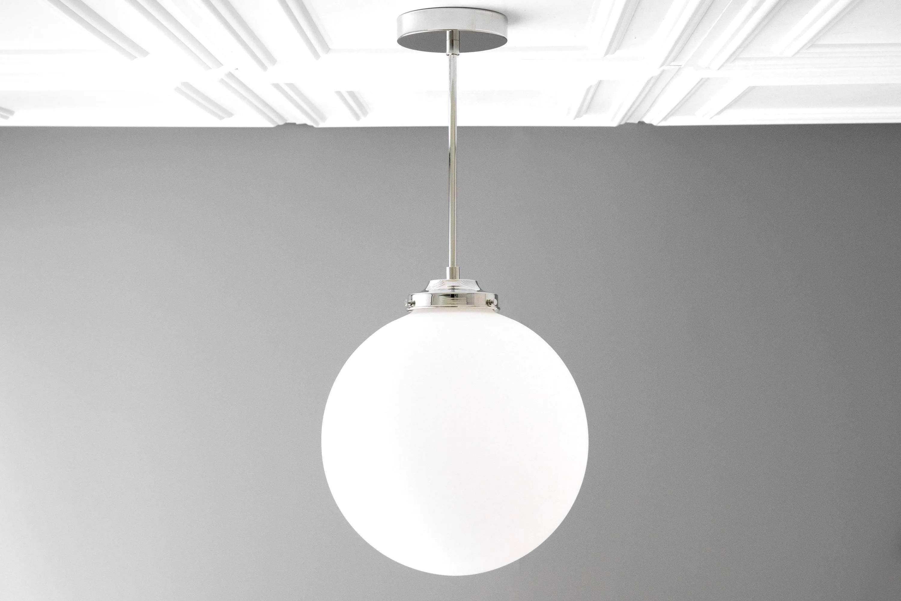 Glorica Glass 12 Inch Globe Ceiling Light - Frosted Glass Art Deco Pendant And Flush Mount KL1486
