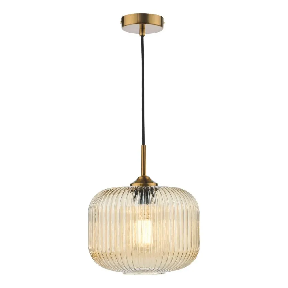 Demarius 1 Light Ribbed Glass Pendant Lamp