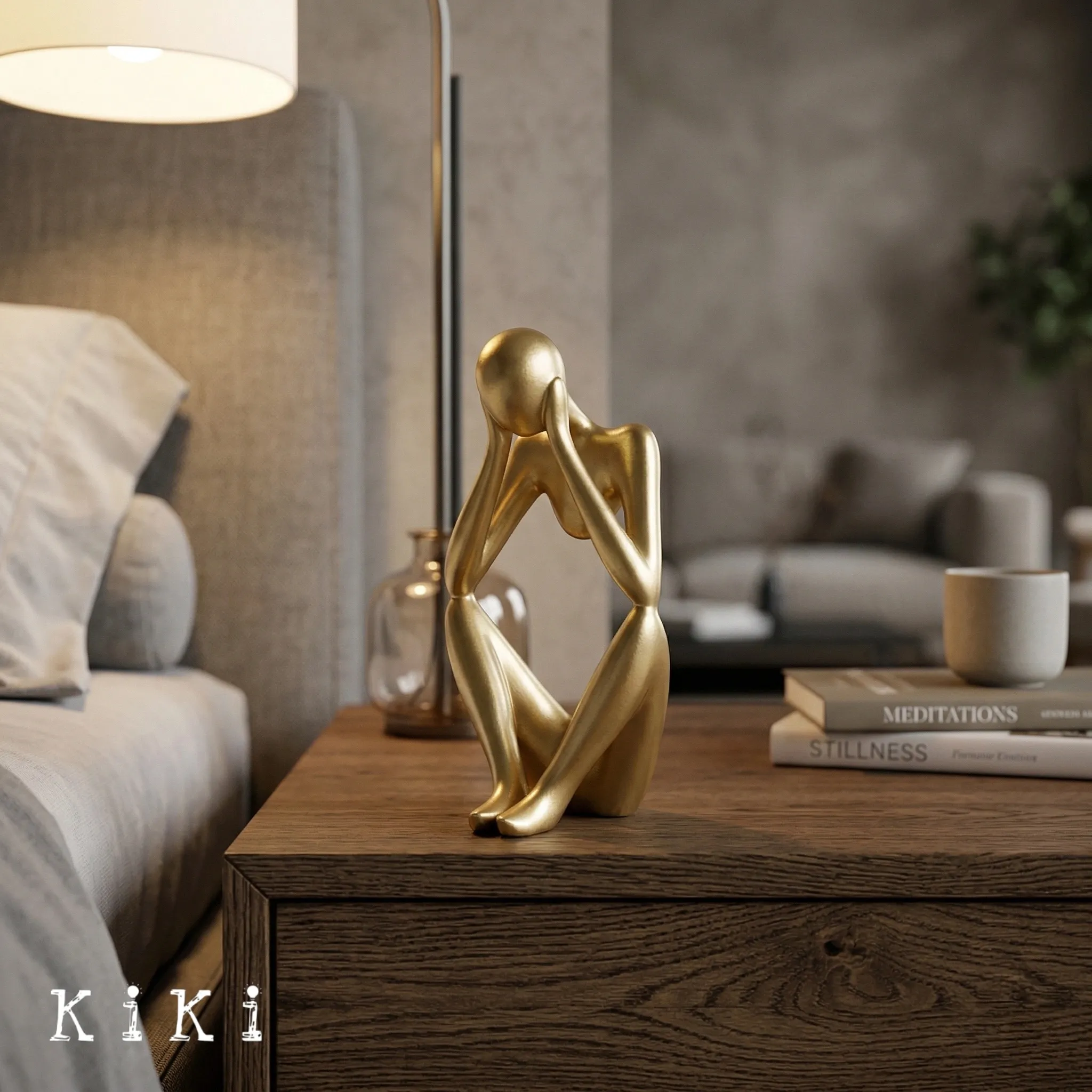 Floxo Abstract Human Figurine And Lazy Dog Sculpture - Nordic Minimalist Metal Decor Shelf And Desk Styling KL2346