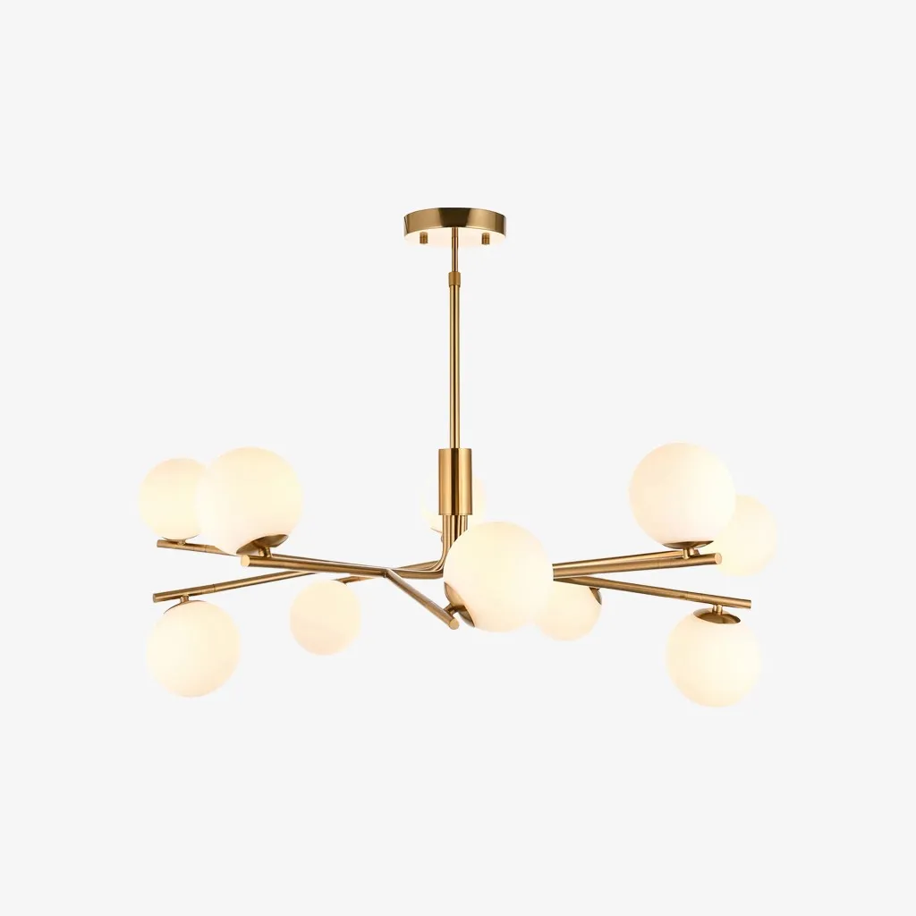 Tivara Mid-Century Modern 10-Light Chandelier - Chandelier with Globe Shades for High Ceilings KL1813